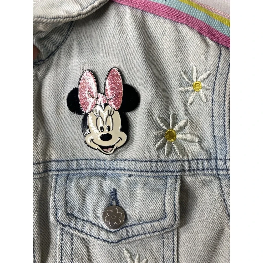 Disney  Girl's Minnie Mouse Sequin  Denim Jean Jacket Size 5/6 Vacation Blingy